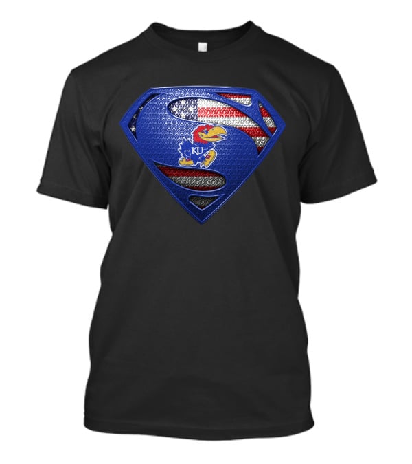 Kansas Jayhawks Superman Usa Flag T-Shirt
