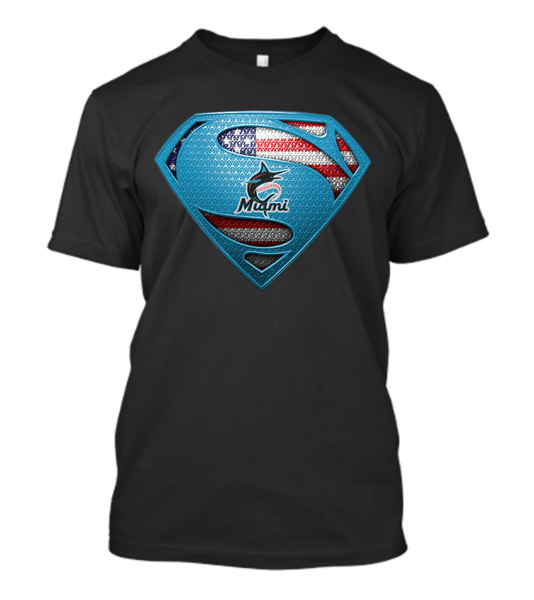 Miami Marlins Superman American Flag T-Shirt