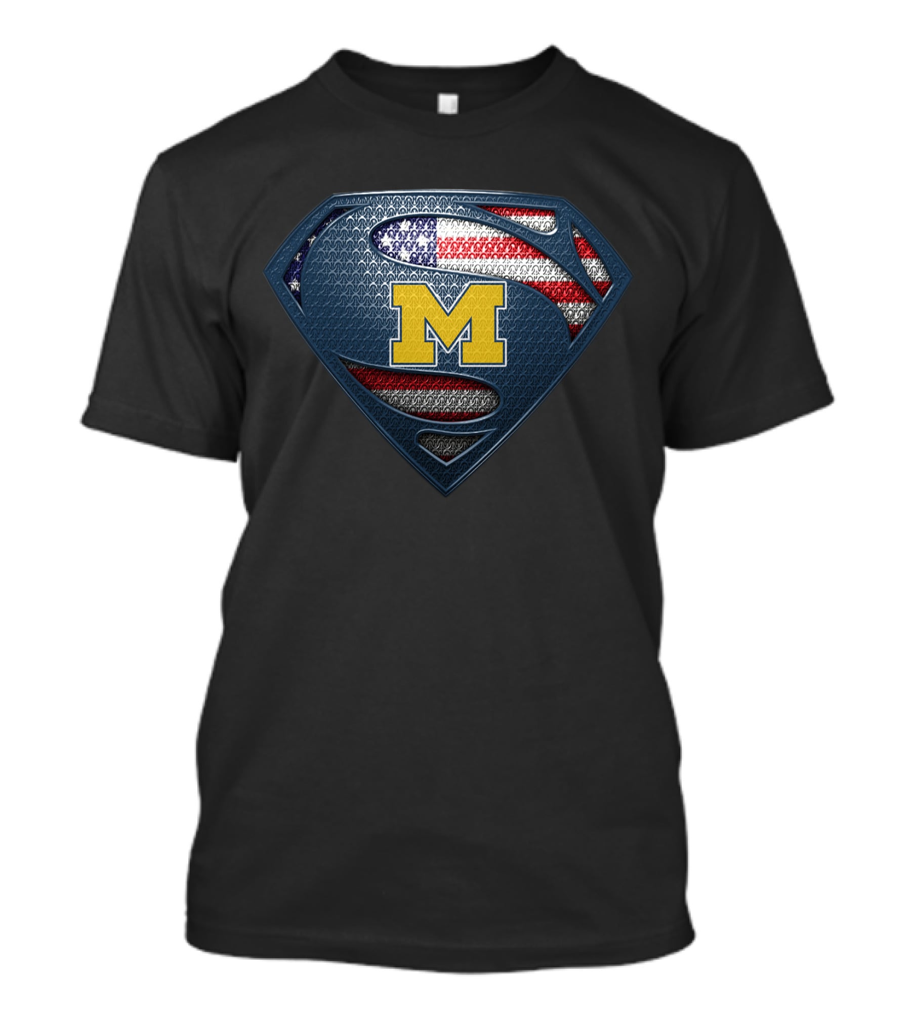 Michigan Wolverines Superman Logo American Flag T-Shirt