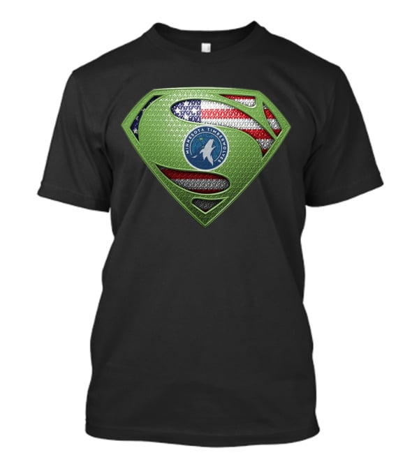 Minnesota Timberwolves Superman Logo With American Flag T-Shirt