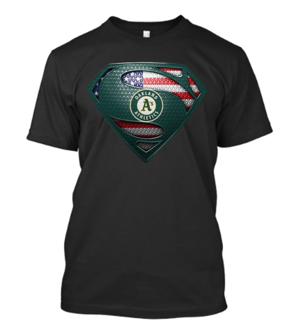 Oakland Athletics A's Superman Symbol American Flag T-Shirt