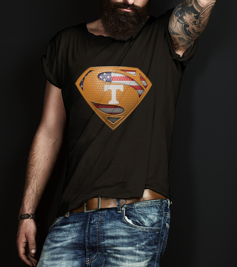 Tennessee Volunteers Superman American Flag T-Shirt