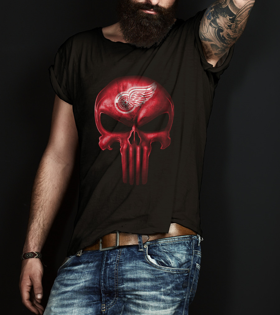 Detroit Red Wings Punisher Skull T-Shirt