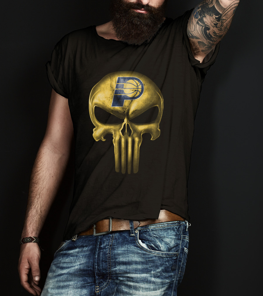 Indiana Pacers Skull Logo Basketball Fusion T-Shirt