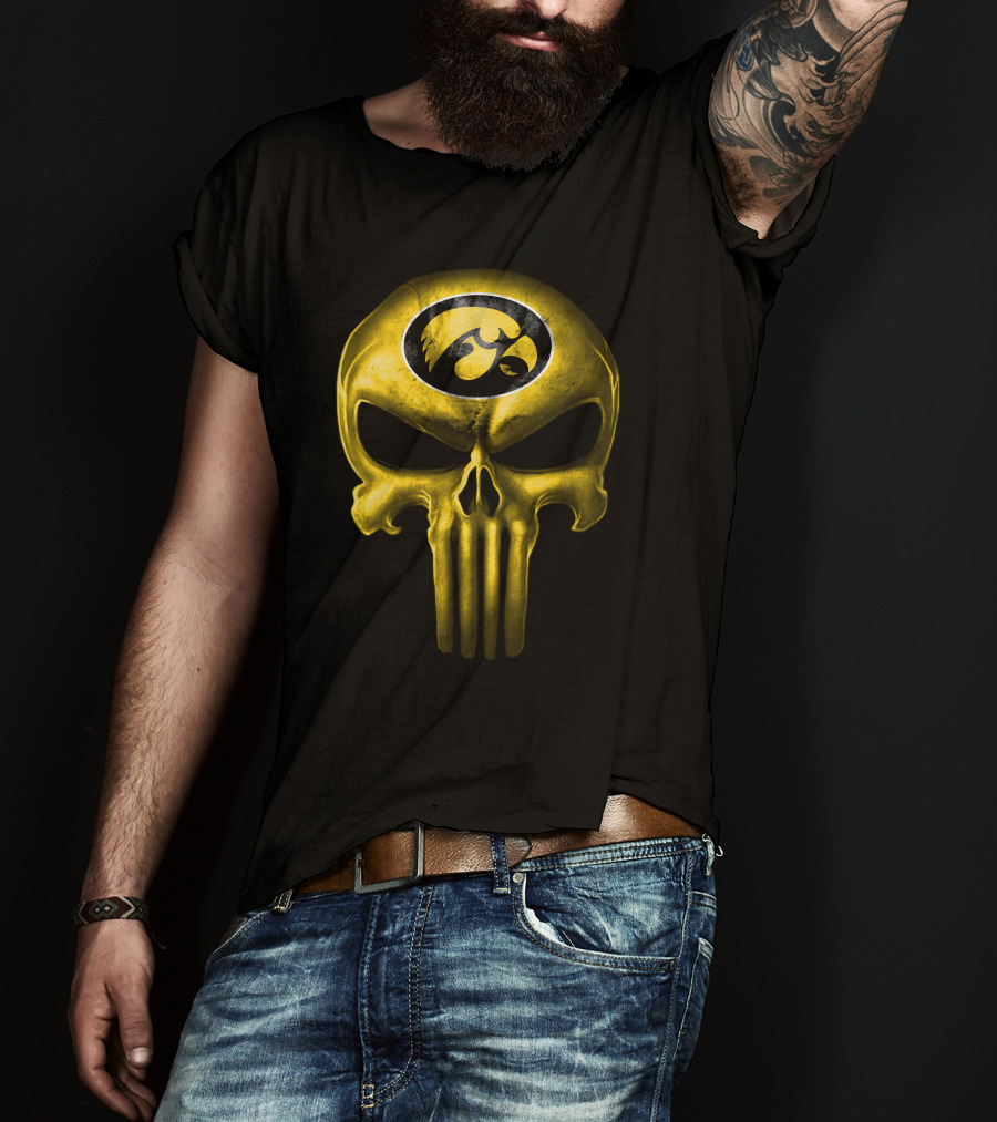 Iowa Hawkeyes Punisher Skull Fan T-Shirt