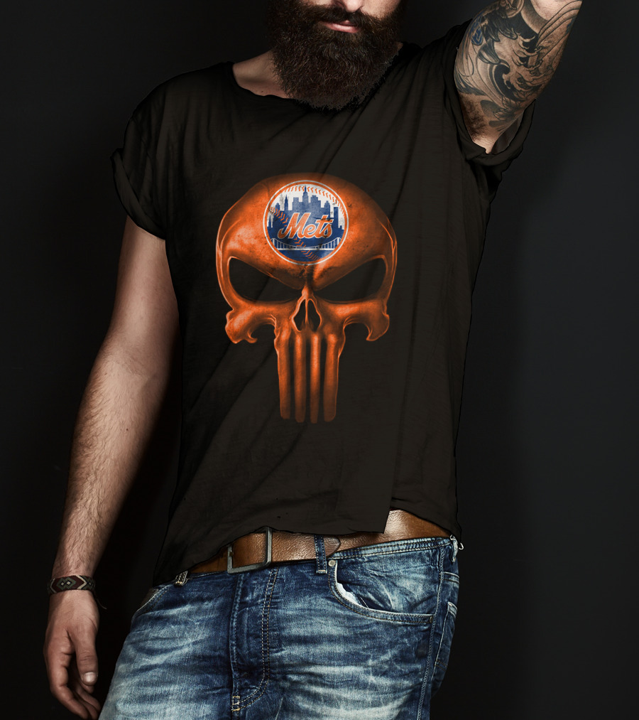New York Mets Skull Logo Dark T-Shirt