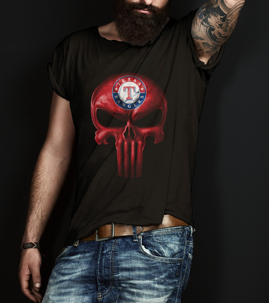 Texas Rangers Punisher Skull T-Shirt