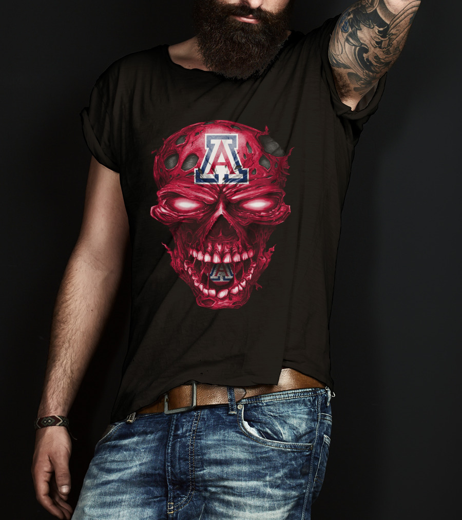 Arizona Wildcats Skull Red Grunge T-Shirt