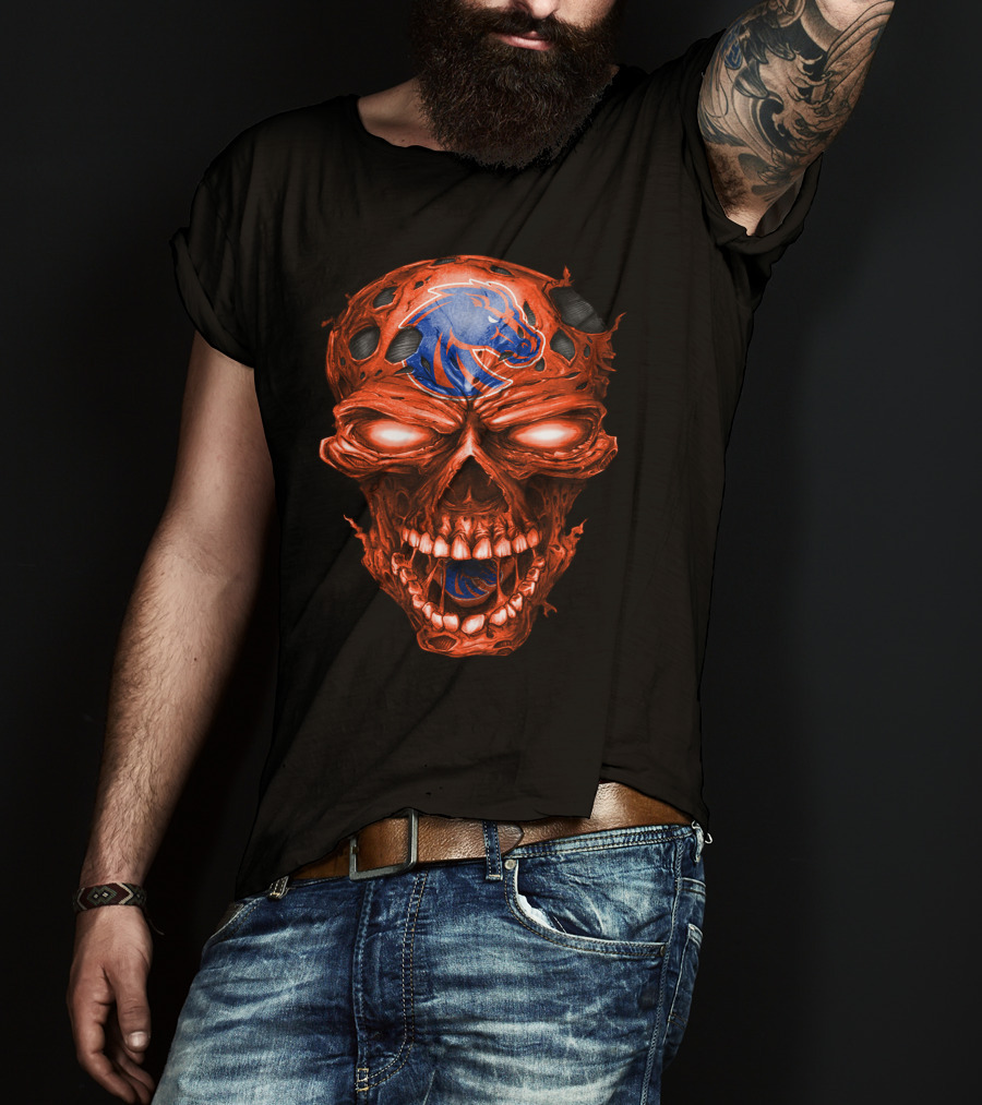 Boise State Broncos Fiery Skull T-Shirt