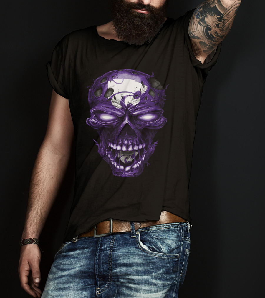 Kansas State Wildcats Purple Skull With Team T-Shirt