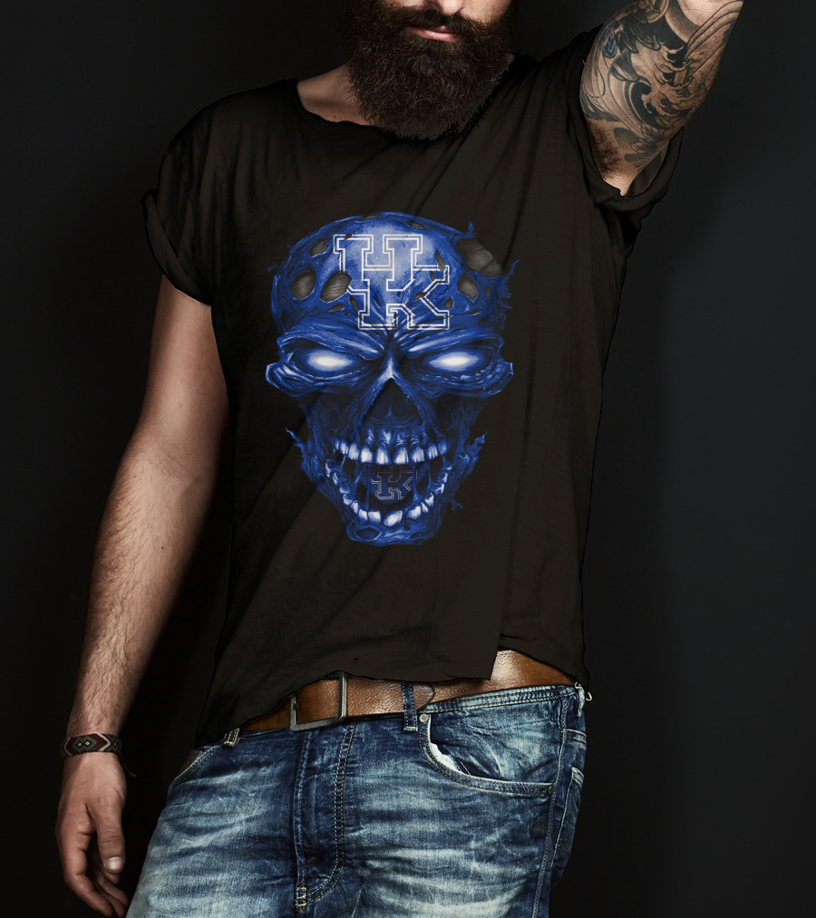 Kentucky Wildcats Blue Skull With Uk T-Shirt