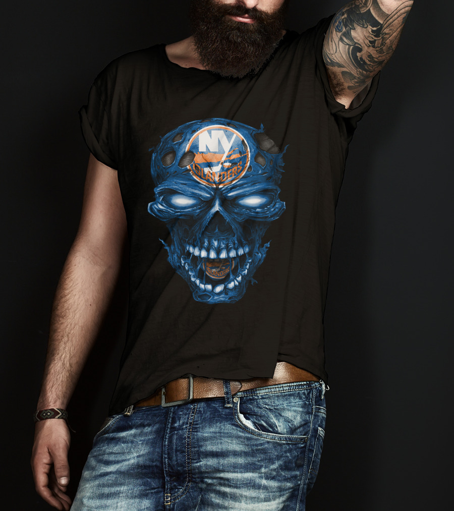 Ny Islanders Skull Logo Ice Hockey T-Shirt