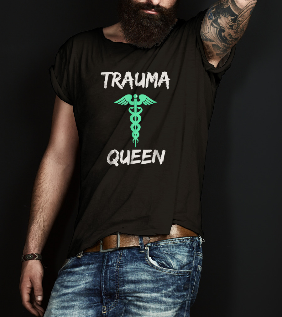 Trauma Queen Emergency Nurse Caduceus T-Shirt