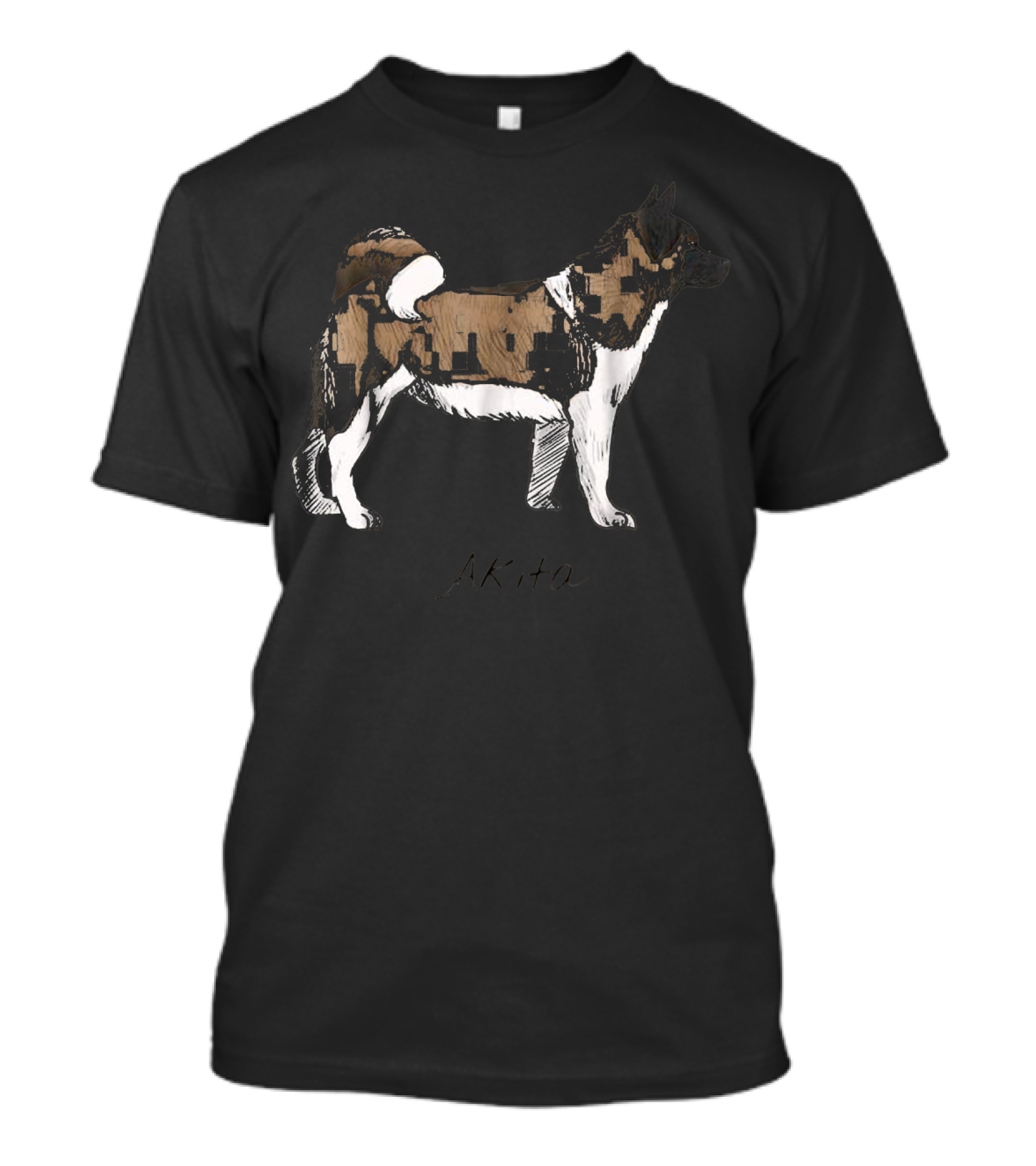 Akita Dog Illustration Fun Doggy T-Shirt