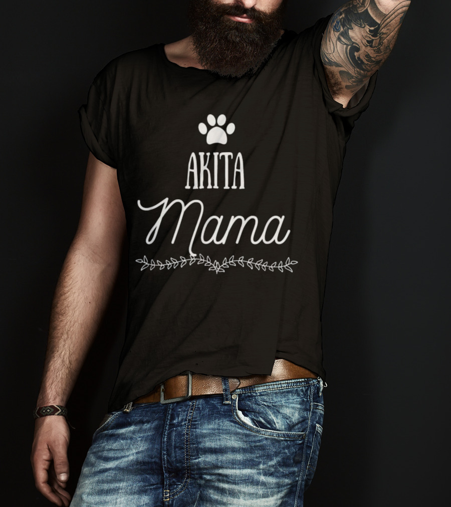 Akita Mama Mother's Day Paw Prints T-Shirt