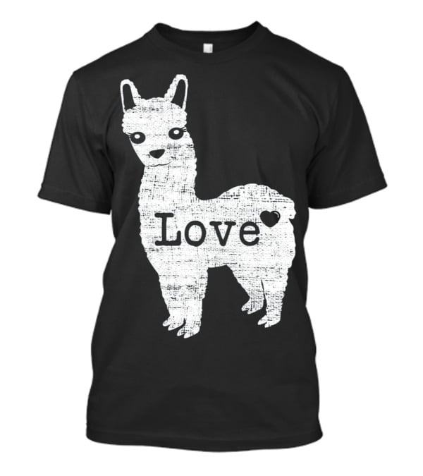 Llama Love Distressed Heart Design With Alpaca T-Shirt