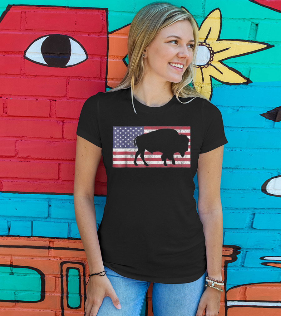 American Flag USA Buffalo Patriotic T-Shirt