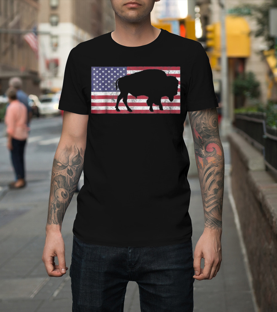 American Flag USA Buffalo Patriotic T-Shirt
