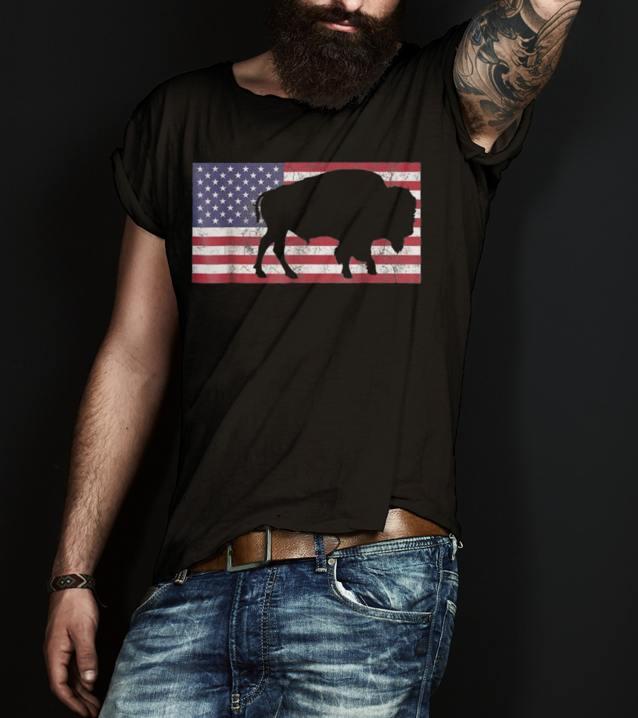 American Flag USA Buffalo Patriotic T-Shirt