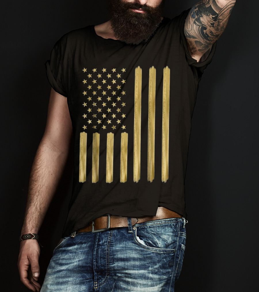American Flag Faux Gold Paint T-Shirt