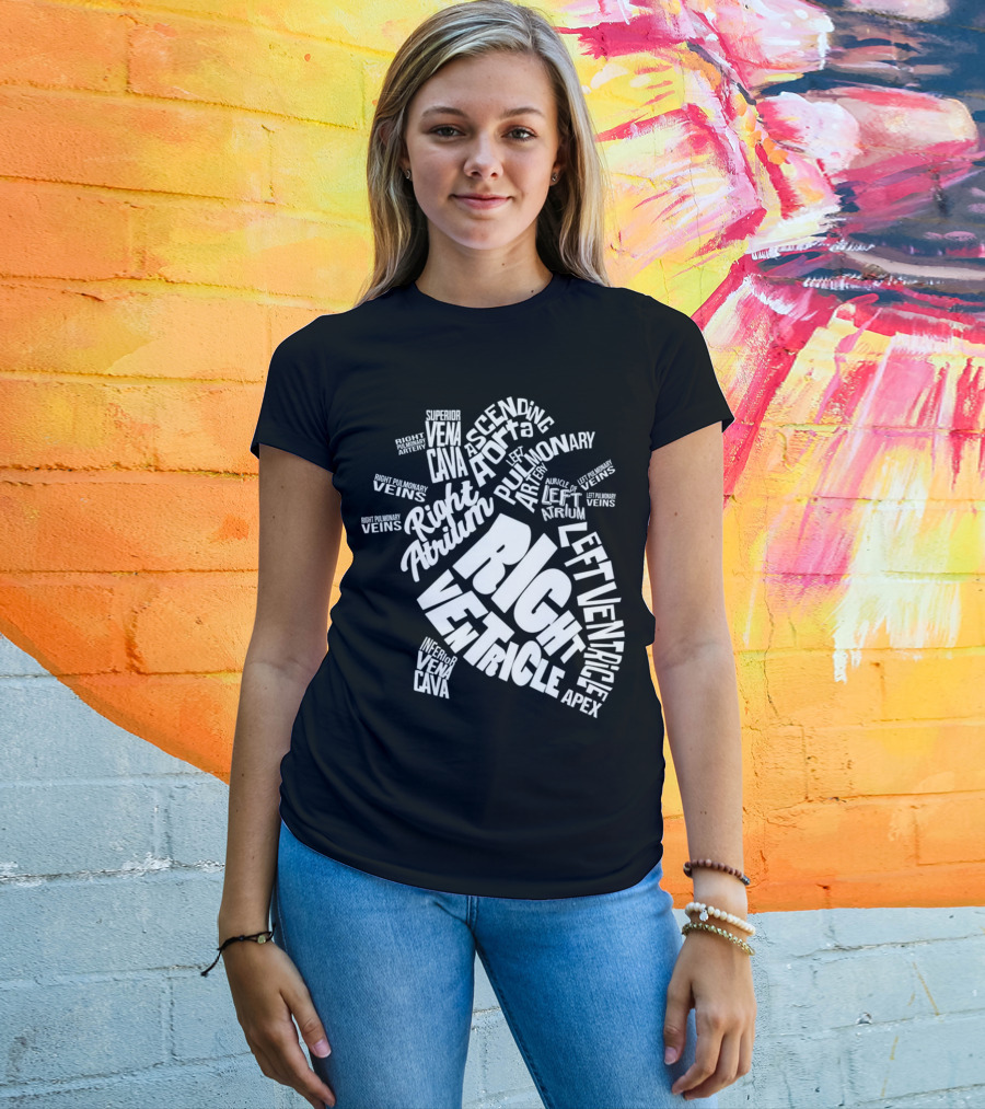 Anatomical Heart Diagram Cardiac Nurse Right Ventricle Atrium Pulmonary Aorta T-Shirt