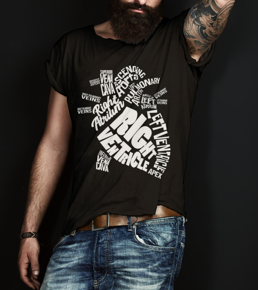 Anatomical Heart Diagram Cardiac Nurse Right Ventricle Atrium Pulmonary Aorta T-Shirt