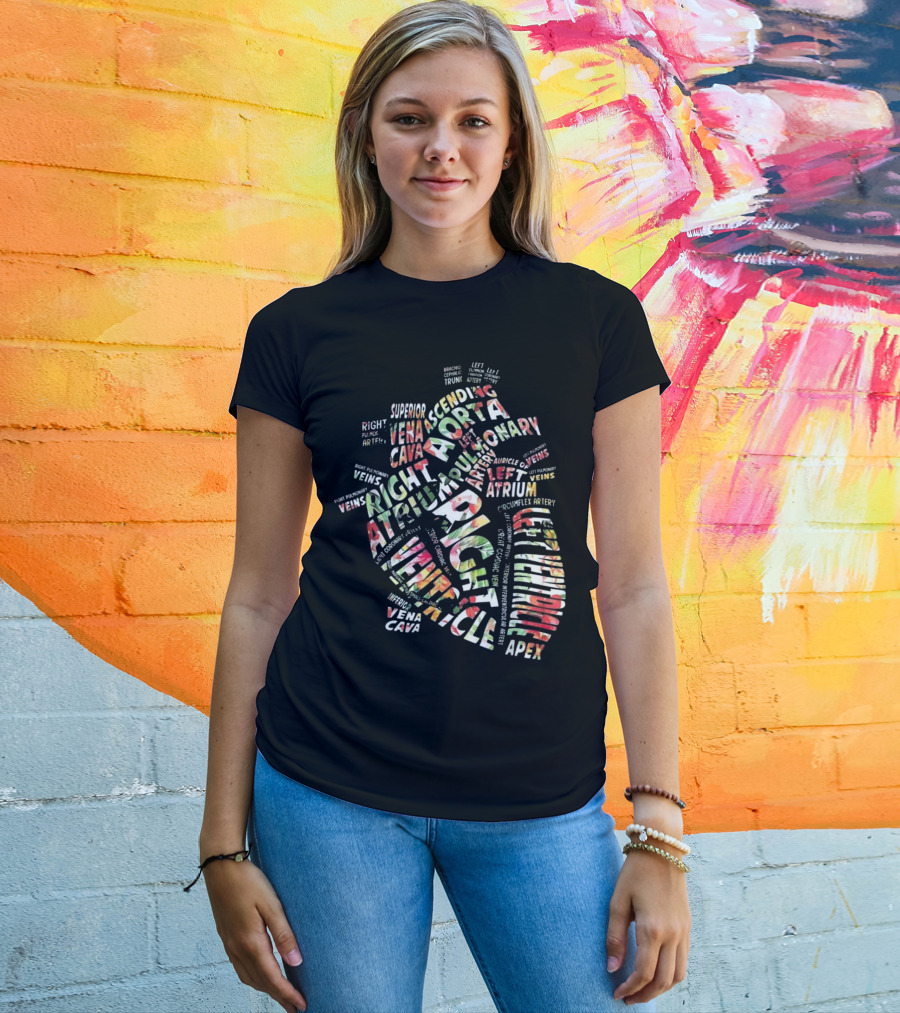 Anatomical Heart Right Ventricle Atrium Aorta Cardiac Nurse T-Shirt