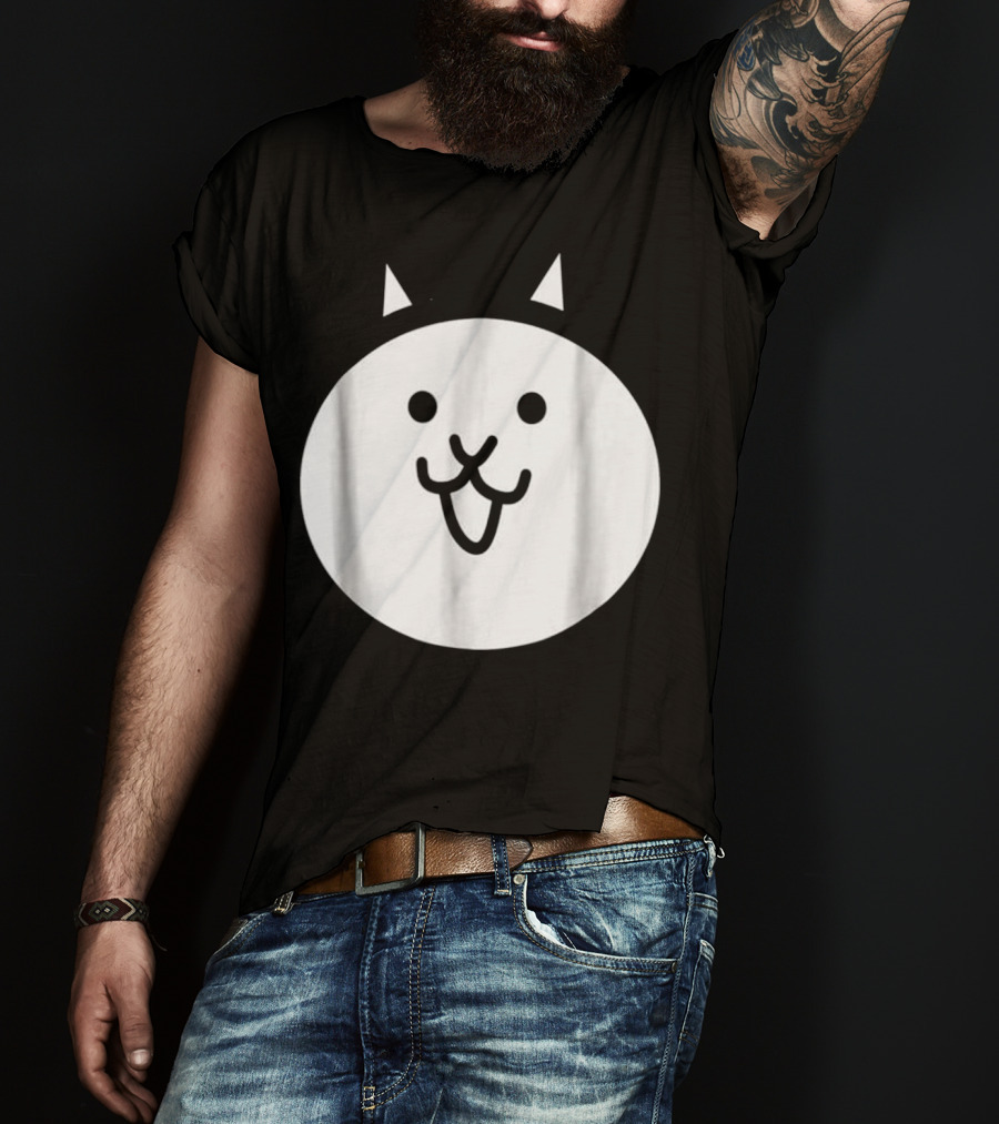 Battle Cat Meme Face Icon Cute Minimalist Circle T-Shirt