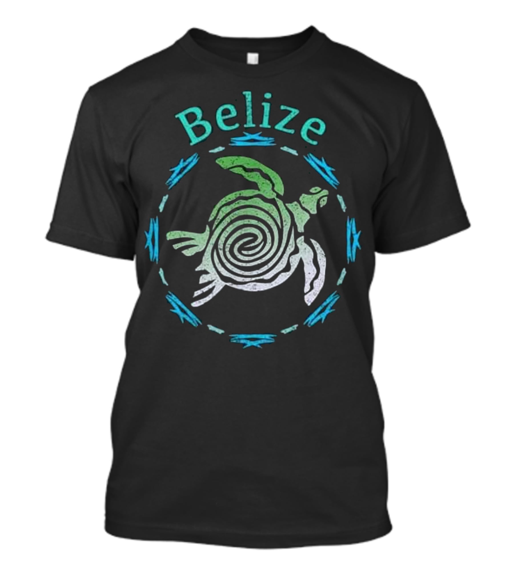 Belize Vintage Tribal Turtle Spiral T-Shirt