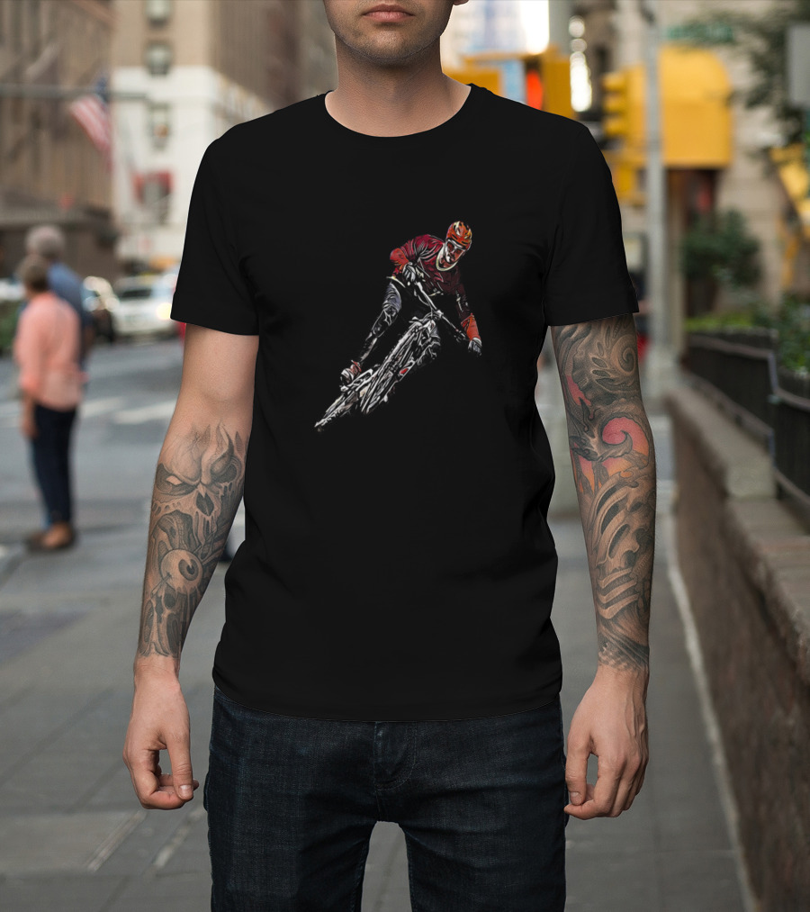 Mountain Bike Rider in Action Comic Style Jumper T-Shirt
