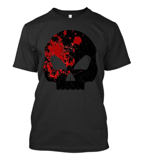 Bloody Skull Halloween Symbol With Red Blood Splatters T-Shirt