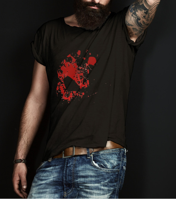 Bloody Skull Halloween Symbol With Red Blood Splatters T-Shirt