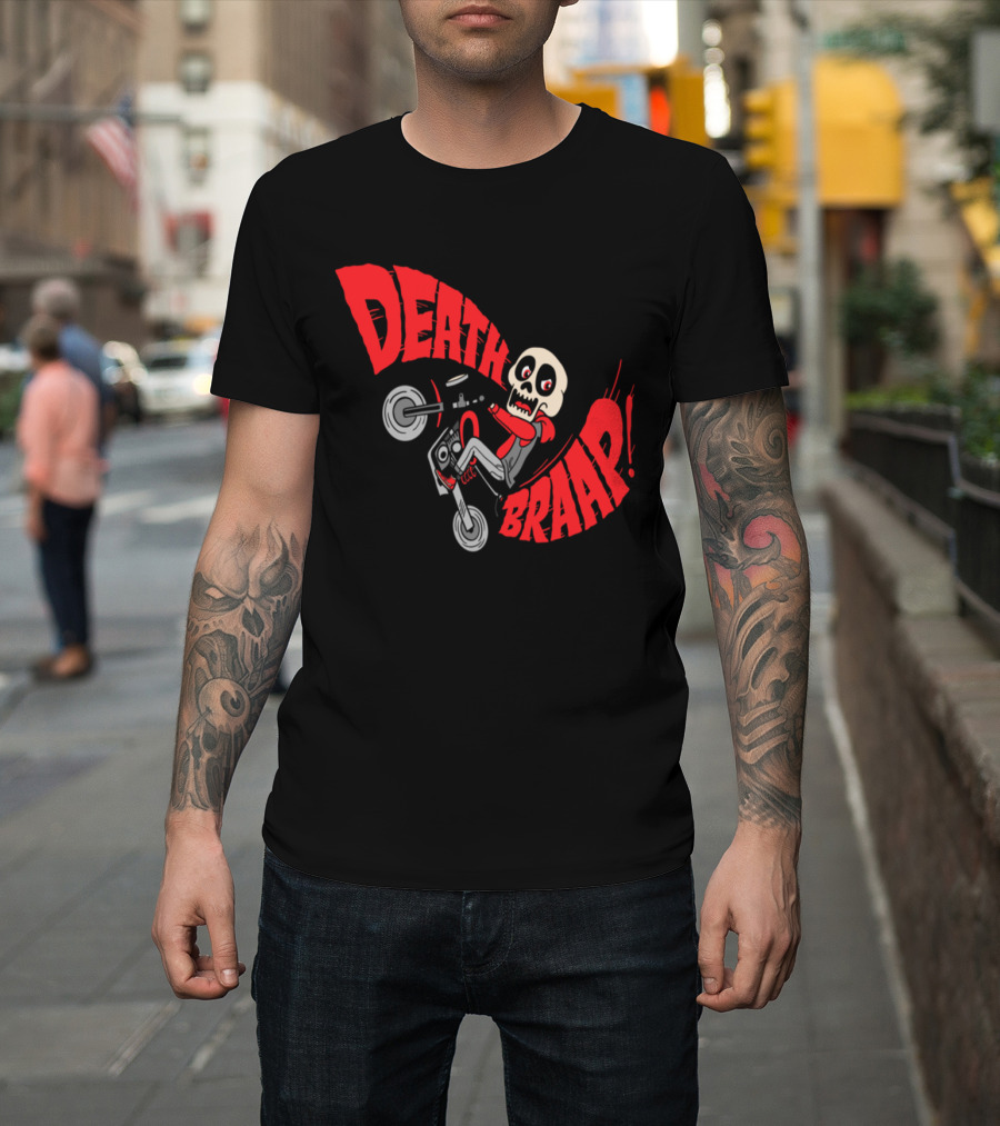 Death Braap Skull Skeleton Motorcycle Adventure T-Shirt