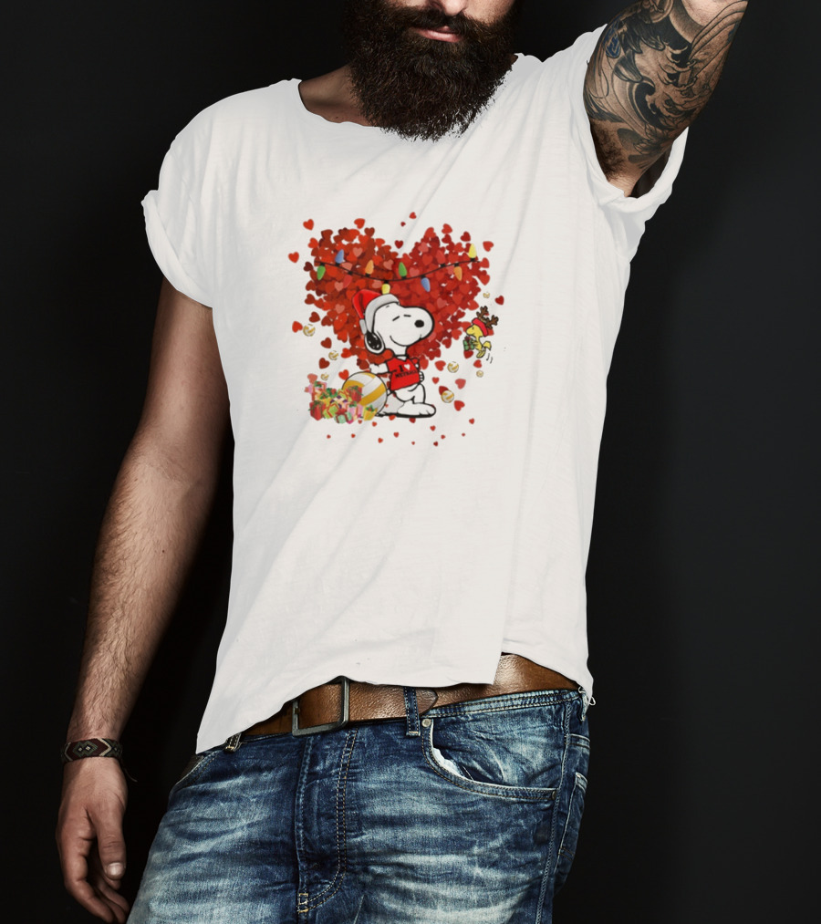 Snoopy Christmas Love Netball Heart T-Shirt