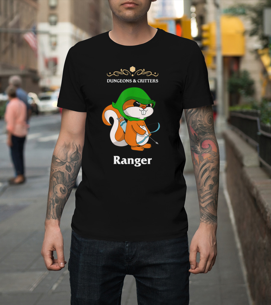 Dungeons And Critters Squirrel Ranger Bow And Arrows T-Shirt