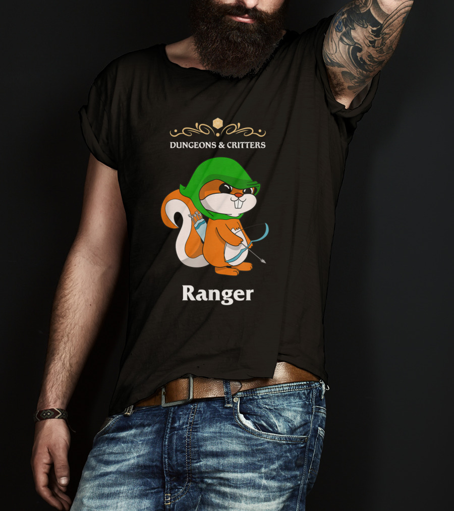 Dungeons And Critters Squirrel Ranger Bow And Arrows T-Shirt