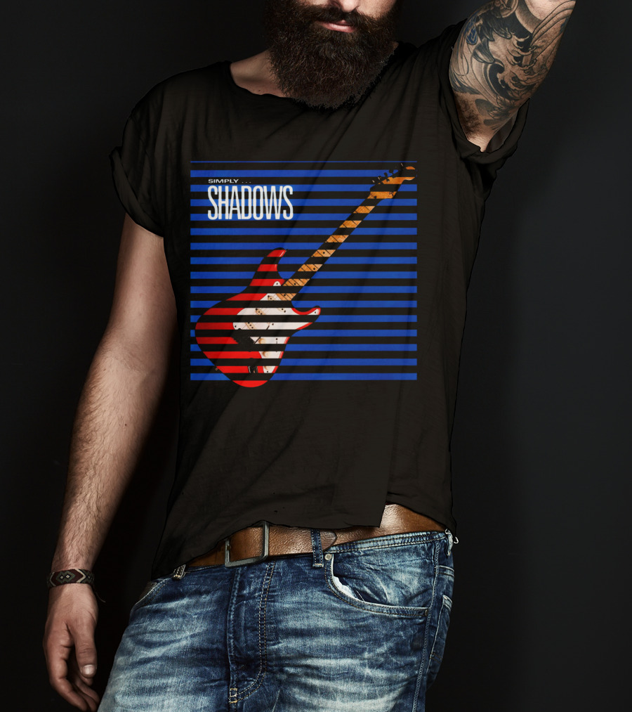 Simply Shadows Electric Guitar With Stripes T-Shirt