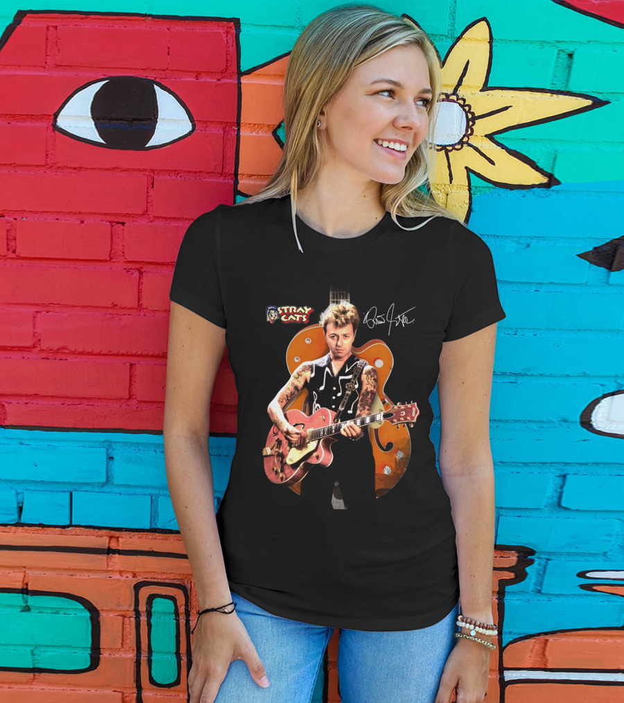 Stray Cats Rockabilly Brian Setzer Guitar T-Shirt