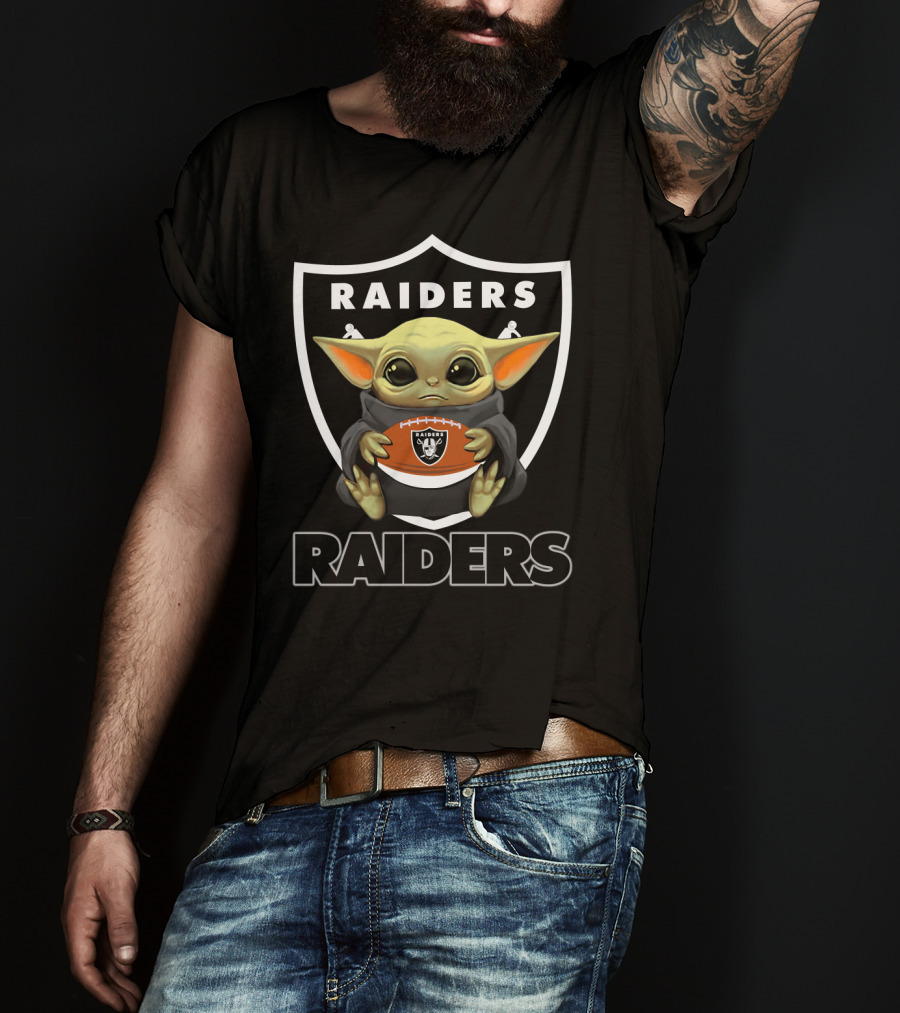 Raiders Yoda Holding Football Fan T-Shirt