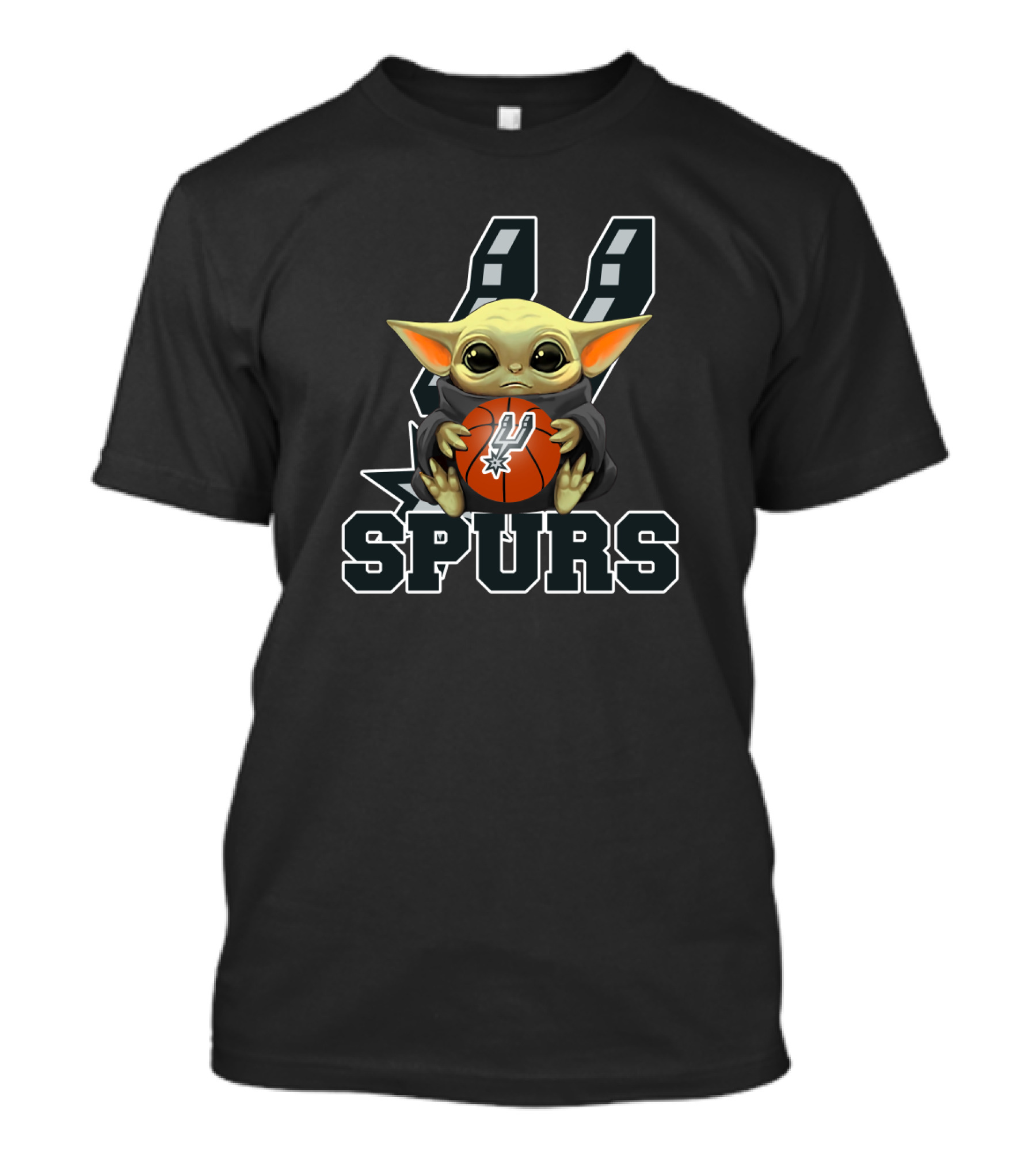 San Antonio Spurs Basketball Fan Art Featuring Baby Alien Character T-Shirt