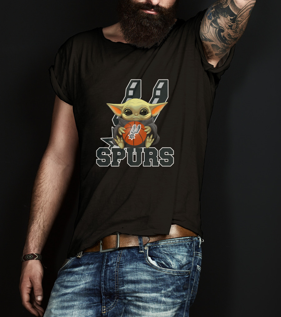 San Antonio Spurs Basketball Fan Art Featuring Baby Alien Character T-Shirt