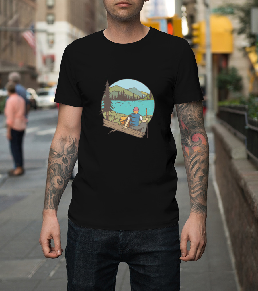 Hike Mountain Lake Rest Scenic Outdoors Nature Adventure T-Shirt