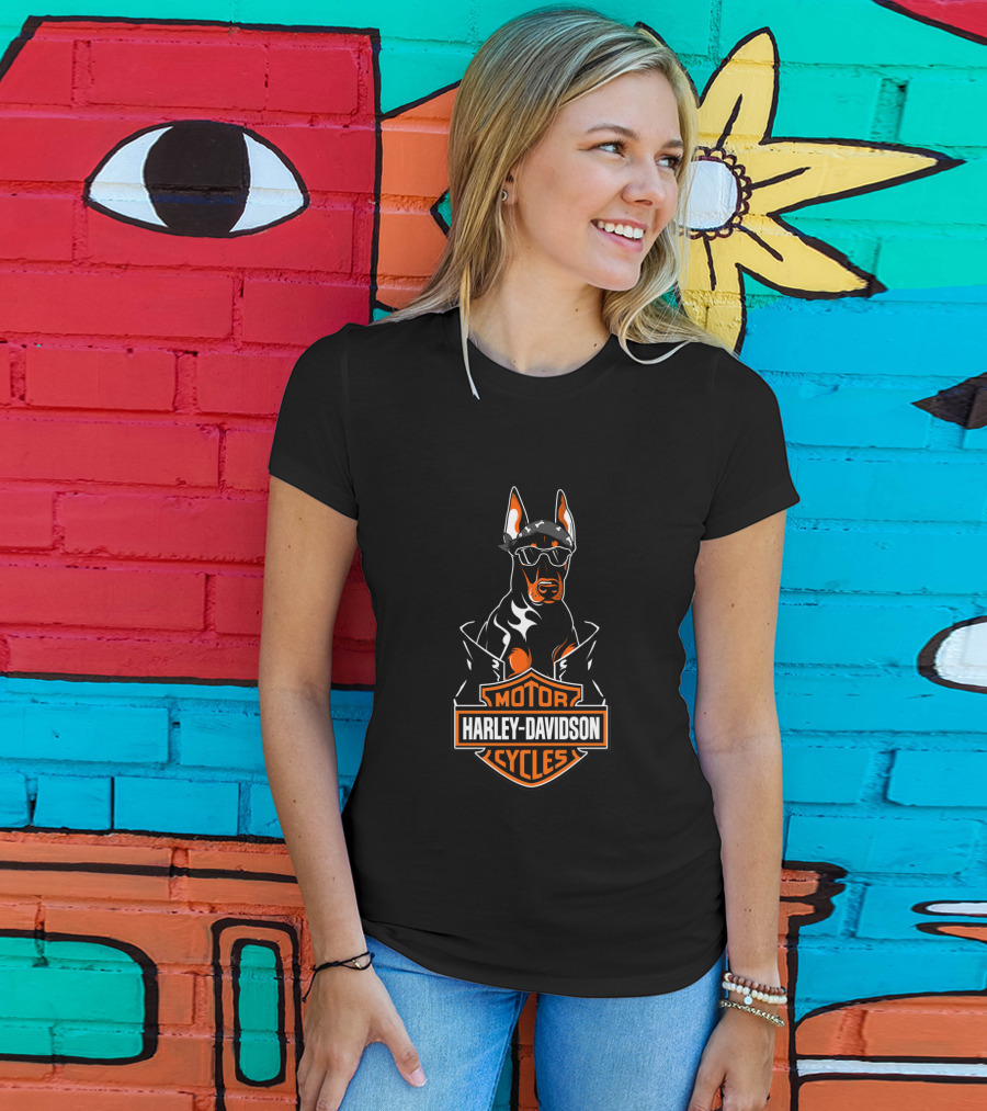 Doberman Harley Davidson Motorcycles T-Shirt