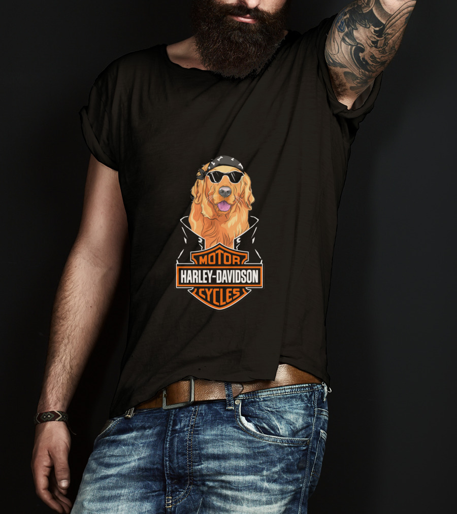 Harley Davidson Motor Cycles Golden Retriever Motorcycle T-Shirt