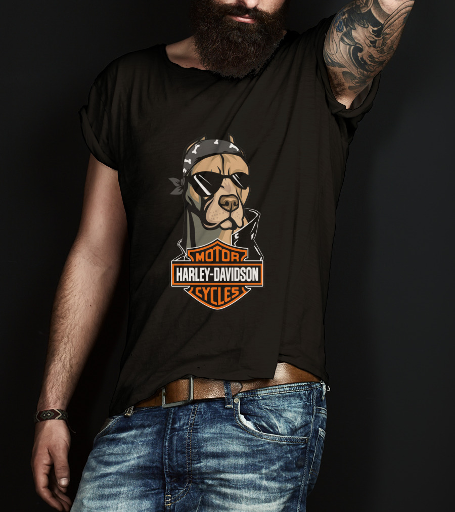Harley Davidson Motor Cycles American Pit Bull Motorcycle T-Shirt