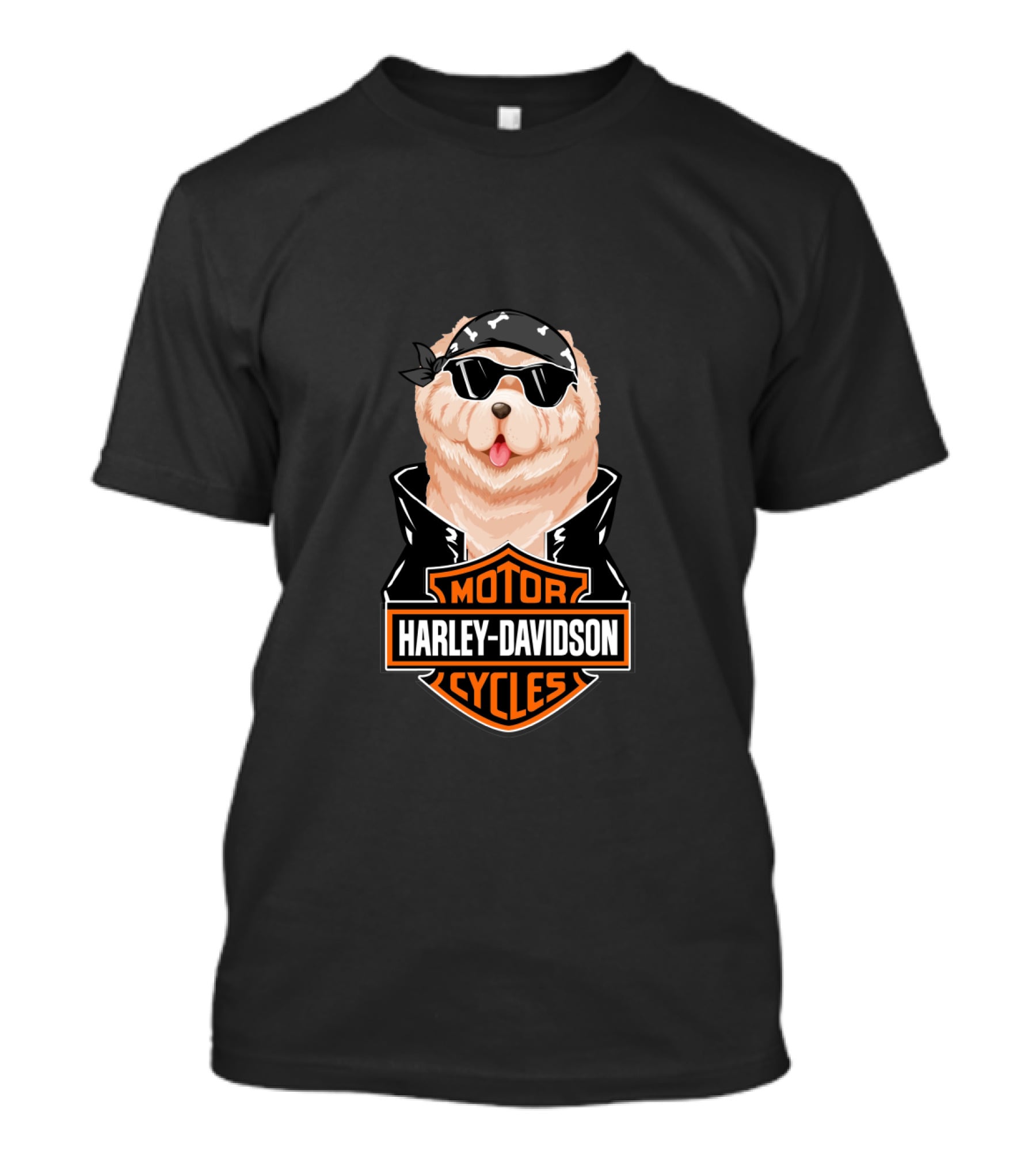 Harley Davidson Motorcycles Cool Chow Chow With Bandana And Sunglasses T-Shirt