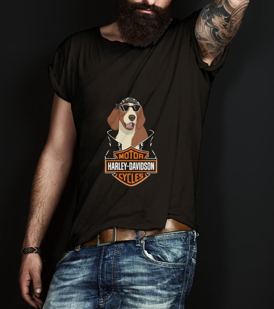 Harley Davidson Motor Cycles English Springer Spaniel Motorcycle T-Shirt