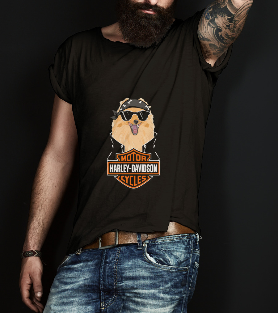 Pomeranians Harley Davidson Motorcycles T-Shirt