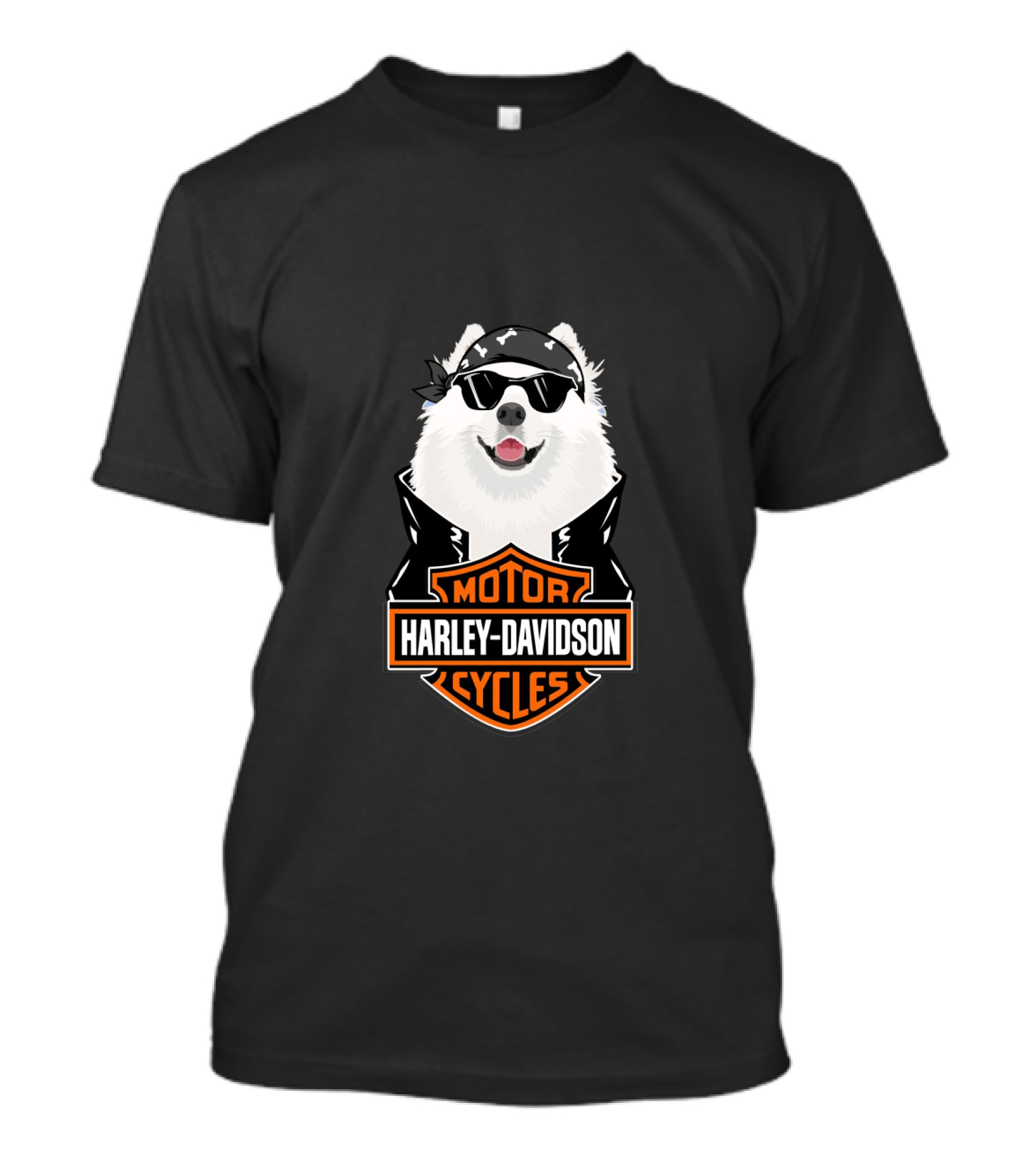 Samoyed Wearing Sunglasses Harley Davidson Motorcycles T-Shirt