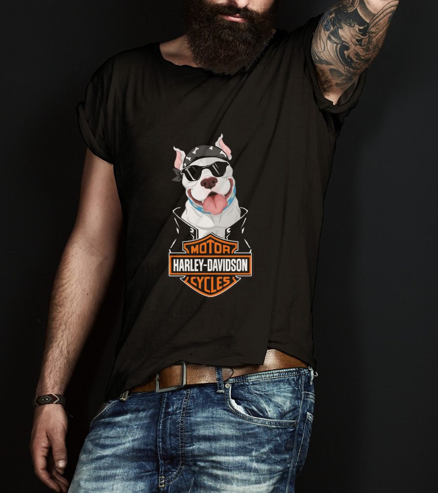 Harley Davidson Motor Cycles Pitbull Motorcycle T-Shirt